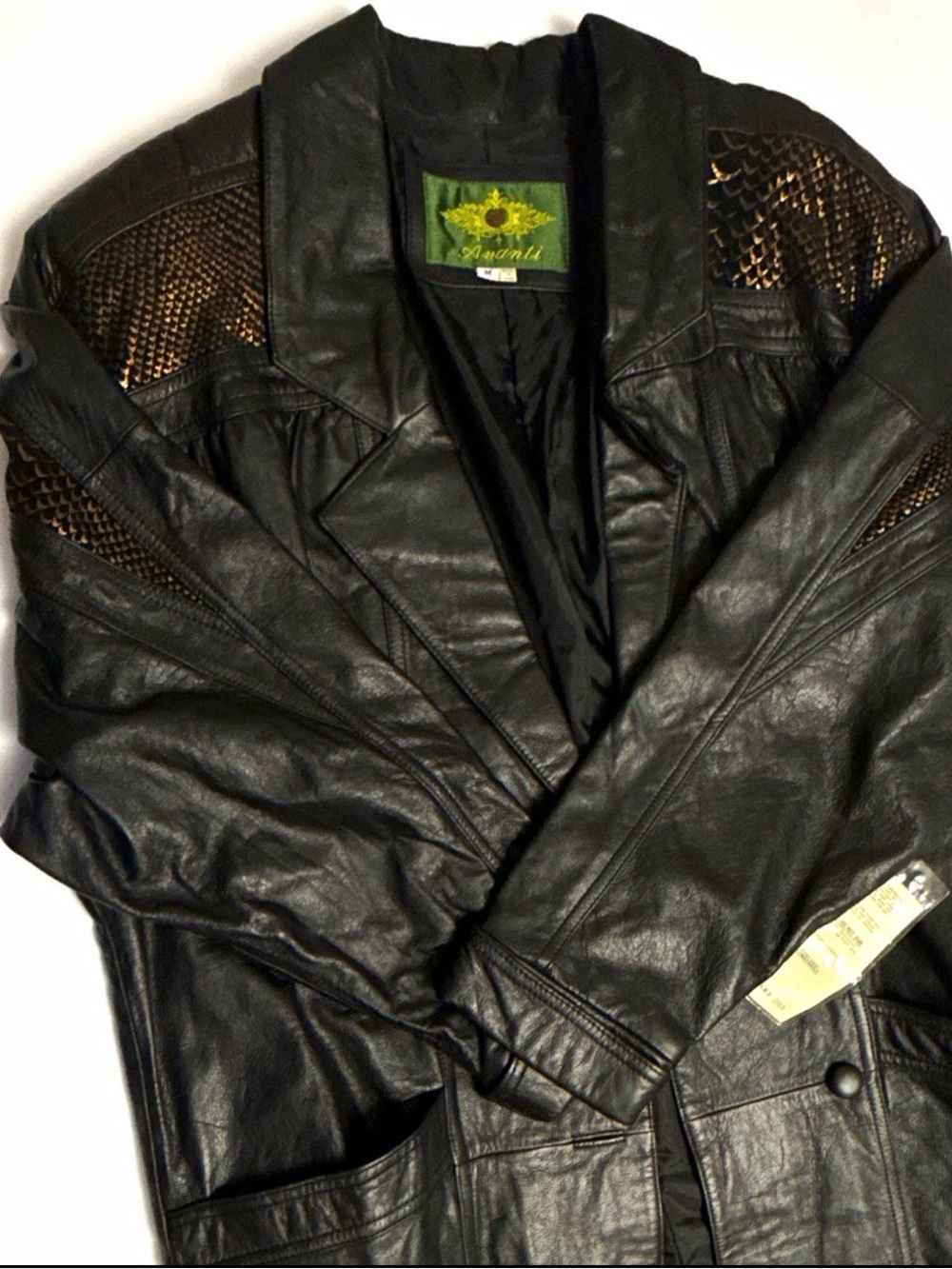 Avanti Black Leather Women's Jacket with snakeskin